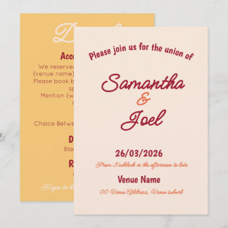 Vintage Sunset Retro Wedding Invitation Kaart