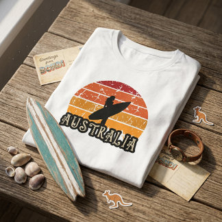 Vintage Sunset Surf Meisje Australië Strand Lifest Tri-Blend Shirt