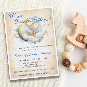 Vintage sur la lune Baby shower Invitation