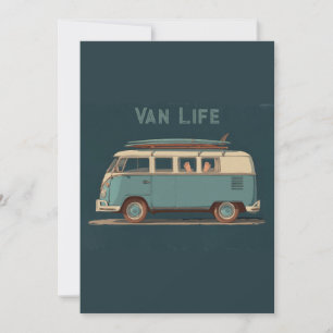 Vintage Surf Busje – Retro Camper Design Feestdagenkaart