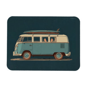 Vintage Surf Busje – Retro Camper Design Magneet