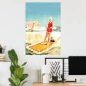 Vintage surfen Art deco Poster (Thuiskantoor)