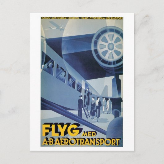 Vintage Swedish Airlines (ABA) Briefkaart (Voorkant)