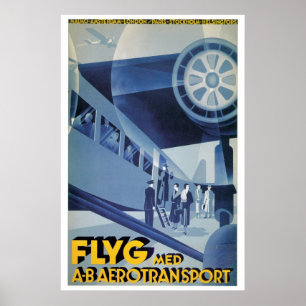 Vintage Swedish Airlines (ABA) Poster