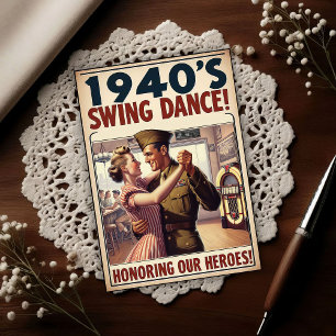 Vintage Swing Dance Hommage aan Krijgsdienst Briefkaart