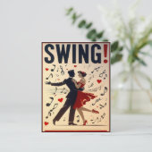 Vintage Swing Dance Night Poster Briefkaart (Staand voorkant)