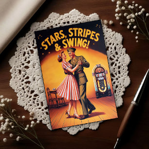 Vintage Swing Dance Saluut aan Krijgsdienst Briefkaart