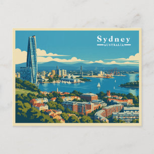 Vintage Sydney Australië Stadsgezicht Feestdagenkaart
