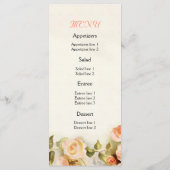 Vintage tableau romantique rose menu mariage (Dos)