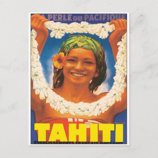 Vintage Tahiti Briefkaart (Voorkant)