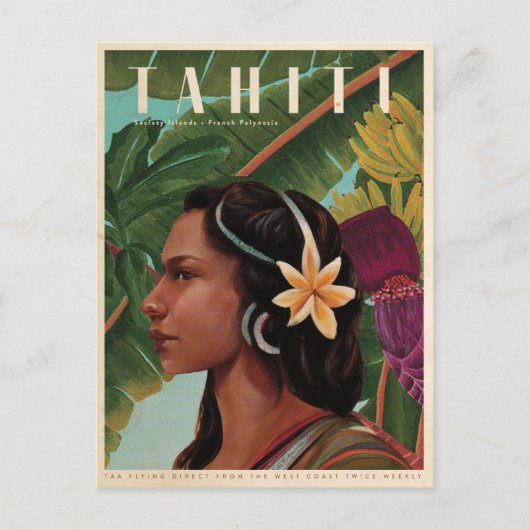 Vintage Tahiti Island Briefkaart (Voorkant)