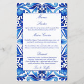 Vintage Talavera Azulejo menu bleu méditerranéen (Devant)