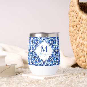 Vintage Talavera Azulejo tuiles bleues monogrammed