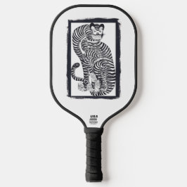 Vintage talismanic tiger in Black Frame Pickleball Paddle