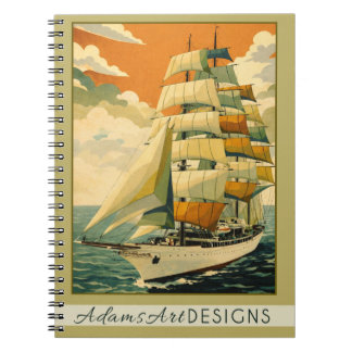Vintage Tall Ship Sailing Retro Nautical  Notitieboek