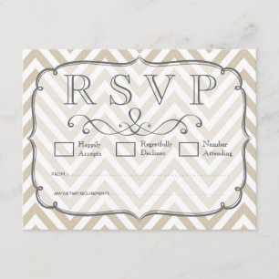 Vintage Tan & White Chevron Wedding RSVP-kaarten RSVP Kaartje
