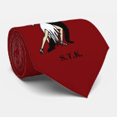 Vintage Tango Dancers Burgundy Stropdas (Opgerold)