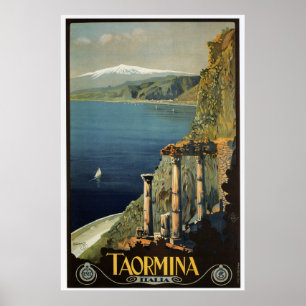 Vintage Taormina Sicilië - Italiaanse reisorganisa Poster