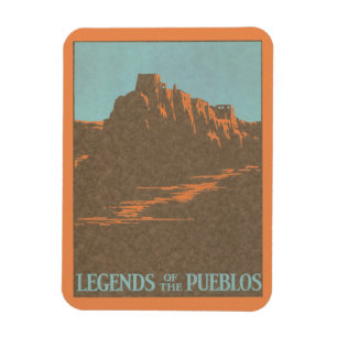 Vintage Taos Pueblo's New Mexico, Reisposter Kunst Magneet