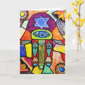 Vintage Tapastry Hamsa Kaart (Gele Bloem)