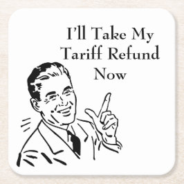 Vintage Tariff Refund Check Vierkante Kartonnen Onderzetter