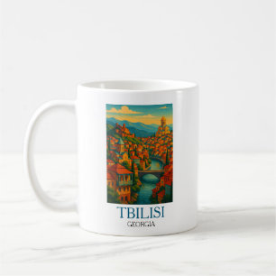 Vintage Tbilisi Reizen – Retro Stads Kunstwerk Koffiemok