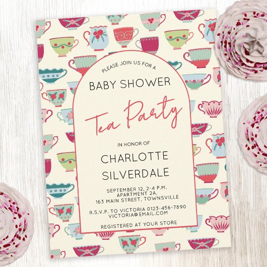 Vintage Tea Party Baby Shower Invitation