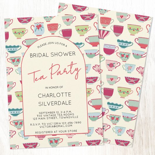 Vintage Tea Party Bridal Shower Invitation