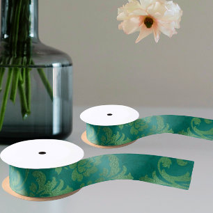 Vintage Teal Groen Goud Damast Alle Gelegenheden  Lint