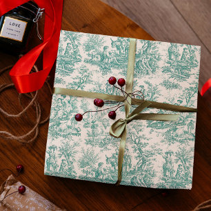 Vintage Teal Toile Frans Landelijk Cadeaupapier
