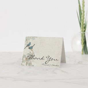 Vintage Teal Vogels Damask Bedankkaartjes Bedankkaart