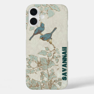 Vintage Teal Vogels Tak iPhone 16 Plus Hoesje