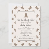 Vintage Teddy Bear Gingham Baby Shower Invitation (Devant)