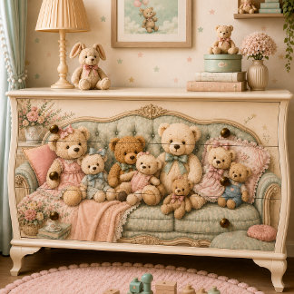 Vintage teddybeer-decoupagepapier voor meubels tissuepapier