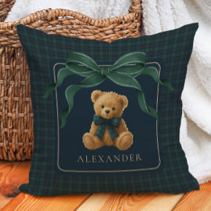 Vintage teddybeer tartan geruite babyjongen nurser kussen