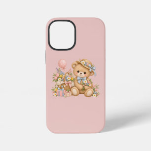 Vintage Teddybeer Viering met Wilde Bloemen iPhone 12 Mini Hoesje