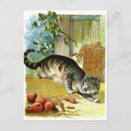 Vintage Tekening: De sluwe Kat Briefkaart