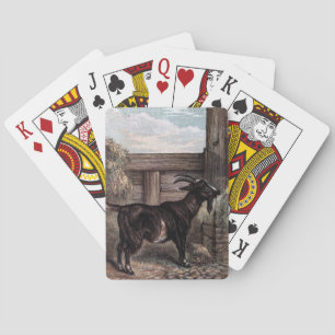 Vintage Tekening: Donkere Bruine Geit Pokerkaarten
