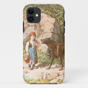 Vintage Tekening: Rode Berijdende Kap en de Wolf iPhone 11 Hoesje