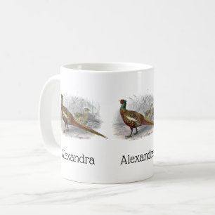 Vintage tekening van fazant wild gevogelte kleur # koffiemok