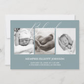 Vintage Temps Floral Blue Baby Faire-part (Devant)