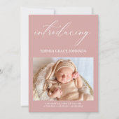 Vintage Temps Floral rose bébé Faire-part (Devant)