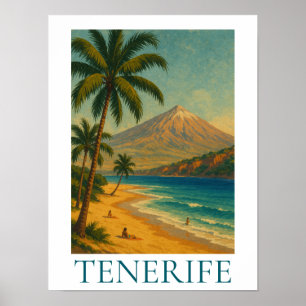 Vintage Tenerife Canarische Eiland Strand Playa Re Poster