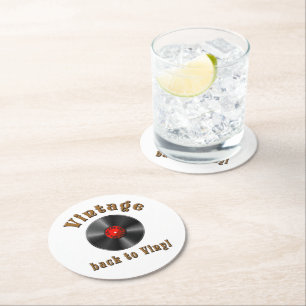 Vintage - Terug naar Vinyl is het record terug Ronde Kartonnen Onderzetter