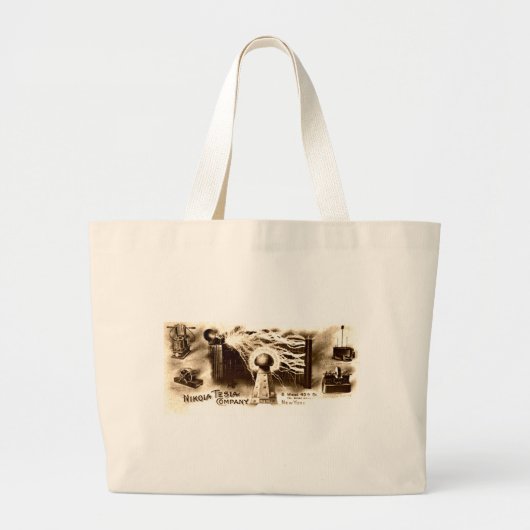 Vintage Tesla Letterhead Grote Tote Bag (Voorkant)
