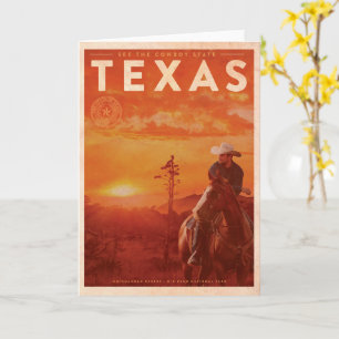 Vintage Texas Cowboy Travel Kaart