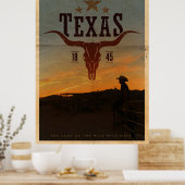 Vintage Texas Cowboy Travel Poster (Keuken)