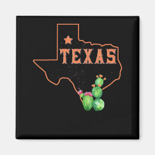 Vintage Texas State Map Pride Cactus Magneet