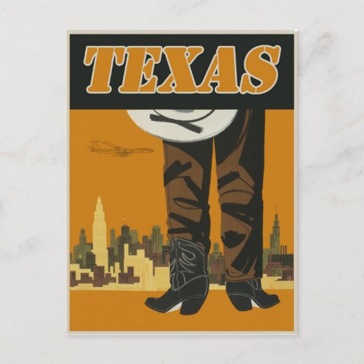 Vintage Texas Travel Briefkaart (Voorkant)