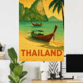 Vintage Thailand Beach Paradise Poster (Thuiskantoor)